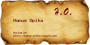 Hanus Opika névjegykártya